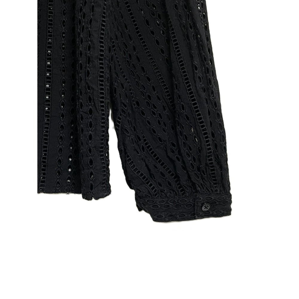 Madewell Large Black Eyelet Lace Ruffle Tie Neck Victorian Prairie Blouse - Picture 12 of 15